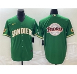 Men's San Diego Padres Green Team Big Logo Cool Base Stitched Baseball Jersey 001