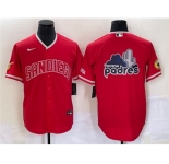 Men's San Diego Padres Red Team Big Logo Cool Base With Patch Stitched Baseball Jersey 1