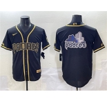 Men's San Diego Padres Team Big Logo Black Gold Stitched Baseball Jersey