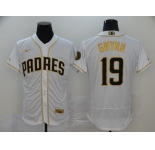 NIke Men's Mitchell and Ness San Diego Padres #19 Tony Gwynn Replica White Gold Throwback Baseball Jersey