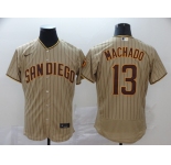 Nike Men's Majestic San Diego Padres  #13 Manny Machado Grey Strip  Flexbase Authentic Collection MLB Jersey