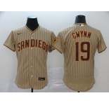 Nike Men's Majestic San Diego Padres #19 Tony Gwynn Grey Strip Flexbase Authentic Collection MLB Jersey
