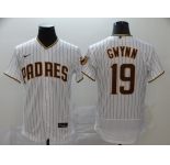 Nike Men's Majestic San Diego Padres #19 Tony Gwynn White Black Strip Flexbase Authentic Collection MLB Jersey
