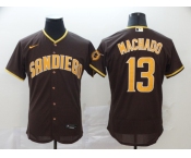 Nike Men's San Diego Padres #13 Manny Machado Brown Alternate Flex Base Authentic Collection Baseball Jersey