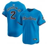 Men's Miami Marlins #2 Jazz Chisholm Jr. Blue Limited Stitched Baseball Jersey