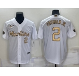 Men's Miami Marlins #2 Jazz Chisholm Jr Number White 2022 All Star Stitched Cool Base Nike Jersey