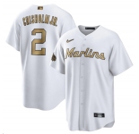 Men's Miami Marlins #2 Jazz Chisholm Jr. White 2022 All-Star Cool Base Stitched Baseball Jersey