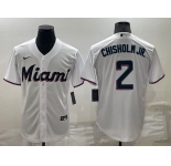 Men's Miami Marlins #2 Jazz Chisholm Jr White Stitched MLB Cool Base Nike Jersey