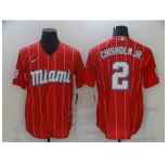 Men's Miami Marlins #2 Jazz Chisholm Nike Red 2021 City Connect Replica Player Jersey