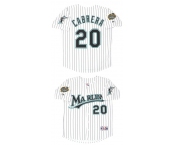 Men's Miami Marlins #20 Miguel Cabrera White 2003 Throwback Stitched Baseball Jersey