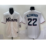 Men's Miami Marlins #22 Sandy Alcantara White Cool Base Stitched Jersey