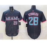 Men's Miami Marlins #28 Kyle Stowers Black 2025 City Connect Limited Stitched Baseball Jersey