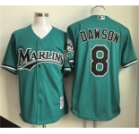Men's Miami Marlins #8 Andre Dawson Teal Throwback Stitched Baseball Jersey