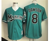 Men's Miami Marlins #8 Andre Dawson Teal Throwback Stitched Baseball Jersey