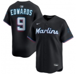 Men's Miami Marlins #9 Xavier Edwards Black 2024 Alternate Limited Stitched Baseball Jersey