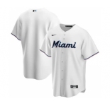 Men's Miami Marlins Blank White Cool Base Stitched Baseball Jersey