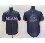 Men's Miami Marlins Team Big Logo Black 2025 City Connect Limited Stitched Baseball Jersey