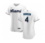 Men's Nike Miami Marlins #4 Monte Harrison White Home 2020 Authentic Player Baseball Jersey