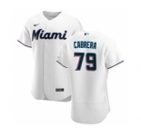 Men's Nike Miami Marlins #79 Edward Cabrera White Home 2020 Authentic Player Baseball Jersey