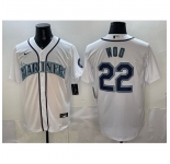 Men Seattle Mariners #22 Bryan Woo White Cool Base Stitched Baseball Jersey