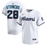 Men's Miami Marlins #28 Kyle Stowers White 2024 Home Limited Stitched Baseball Jersey