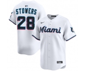 Men's Miami Marlins #28 Kyle Stowers White 2024 Home Limited Stitched Baseball Jersey