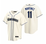 Men's Nike Seattle Mariners #11 Edgar Martinez Cream Alternate Stitched Baseball Jersey