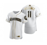 Men's Nike Seattle Mariners #11 Edgar Martinez White 2020 Authentic Golden Edition Baseball Jersey