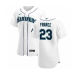 Men's Nike Seattle Mariners #23 Ty France White Home 2020 Authentic Player Baseball Jersey