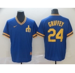 Men's Nike Seattle Mariners #24 Ken Griffey Blue M&N MLB Jersey