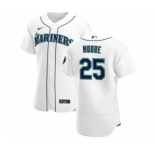 Men's Nike Seattle Mariners #25 Dylan Moore White Home 2020 Authentic Player Baseball Jersey
