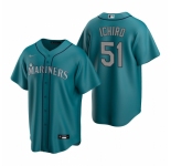 Men's Nike Seattle Mariners #51 Ichiro Suzuki Aqua Alternate Stitched Baseball Jersey