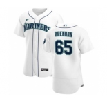 Men's Nike Seattle Mariners #65 Brandon Brennan White Home 2020 Authentic Player Baseball Jersey