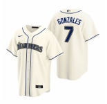 Men's Nike Seattle Mariners #7 Marco Gonzales Cream Alternate Stitched Baseball Jersey