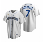 Men's Nike Seattle Mariners #7 Marco Gonzales White Cooperstown Collection Home Stitched Baseball Jersey