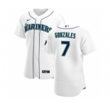 Men's Nike Seattle Mariners #7 Marco Gonzales White Home 2020 Authentic Player Baseball Jersey