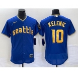 Men's Seattle Mariners #10 Jarred Kelenic Blue 2023 City Connect Flex Base Stitched Jersey