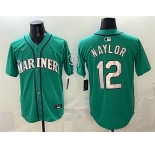Men's Seattle Mariners #12 Josh Naylor Aqua Limited Stitched jersey