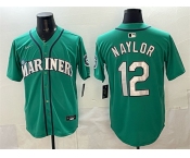 Men's Seattle Mariners #12 Josh Naylor Aqua Limited Stitched jersey