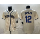 Men's Seattle Mariners #12 Josh Naylor Cream Alternate Stitched Baseball Jersey