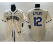 Men's Seattle Mariners #12 Josh Naylor Cream Alternate Stitched Baseball Jersey