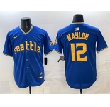 Men's Seattle Mariners #12 Josh Naylor Royal 2025 Limited Stitched jersey