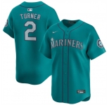 Men's Seattle Mariners #2 Justin Turner Aqua Alternate Limited Stitched jersey