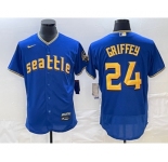 Men's Seattle Mariners #24 Ken Griffey Blue 2023 City Connect Flex Base Stitched Jersey