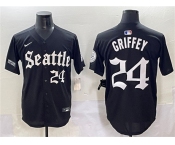 Men's Seattle Mariners #24 Ken Griffey Jr. Black 'Deep Sea Gothic Edition' Vapor Premier Limited Stitched Baseball Jersey