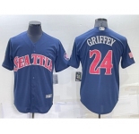 Men's Seattle Mariners #24 Ken Griffey Navy Blue Fashion Stars Stripes Cool Base Independence Day Jersey