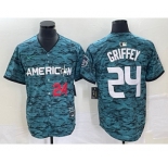 Men's Seattle Mariners #24 Ken Griffey Number Teal 2023 All Star Cool Base Stitched Jersey1