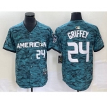 Men's Seattle Mariners #24 Ken Griffey Number Teal 2023 All Star Cool Base Stitched Jersey2