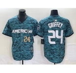 Men's Seattle Mariners #24 Ken Griffey Number Teal 2023 All Star Cool Base Stitched Jersey