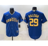 Men's Seattle Mariners #29 Cal Raleigh Royal City Connect Cool Base Stitched Baseball Jersey